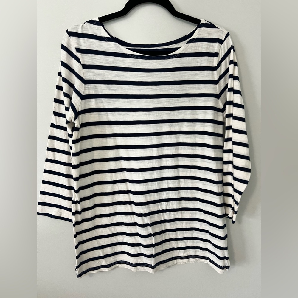 Old Navy Navy and White Striped Long Sleeve Tee